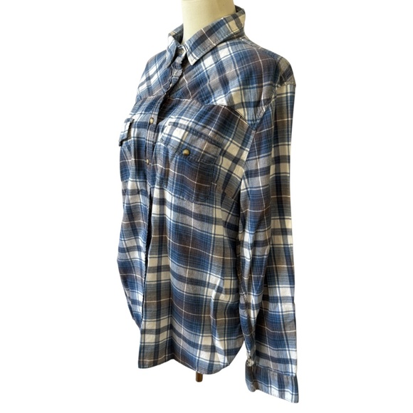 SAGE COTTON FLANNEL SNAP FRONT SHIRT BARNCORE FARMCORE WESTERN SEQUINS STAR S - Picture 4 of 12